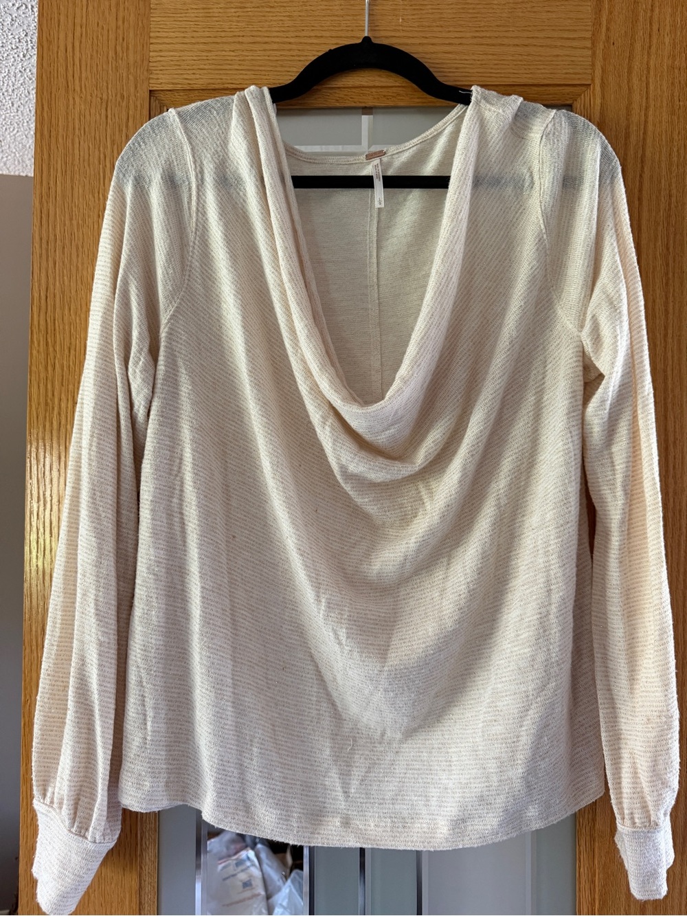 Free People Cream Metallic Knit Top